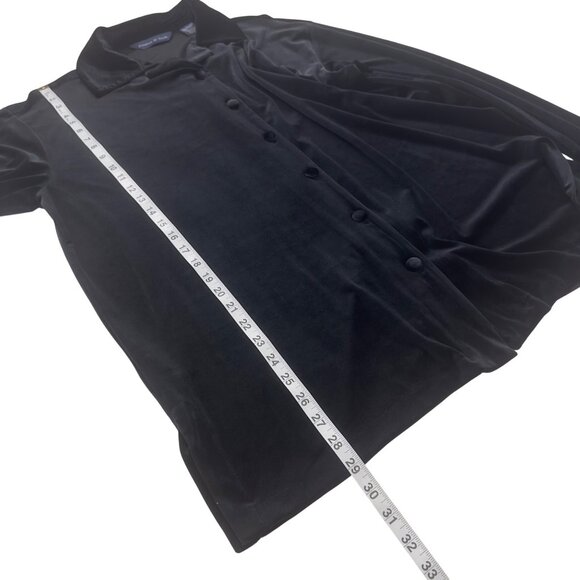 Preston & York Women Black Velvet Button-Up Shirt Blouse Sz L - Picture 7 of 15